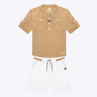 Conjunto Camisa Manga Curta e Bermuda Sarja Infantil Menino Milon  2000593