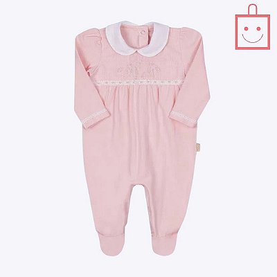 Saída Maternidade Macacão Pala Bordado Menina Paraiso 15387