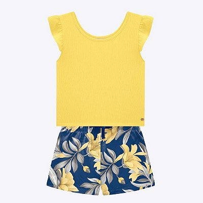 Conjunto Blusa Cropped e Shorts Infantil Feminino Milon 2000406