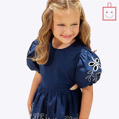Vestido Manga Balonê Infantil Feminino Milon 2000376