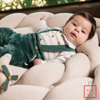 Saída Maternidade Verde Escuro Menino Paraiso 14570