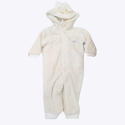 Macacão Longo Peluciado com Capuz Bebê Menina e Menino Paraiso 16092