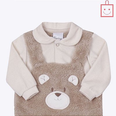 Macacão Longo Em Pelo Com Detalhe Bordado Bebê Menino Paraiso 16095