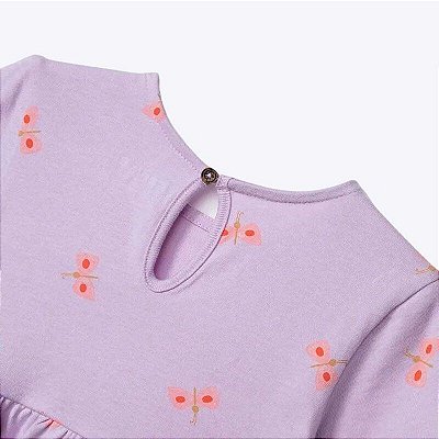 Vestido Manga Curta Lilás Estampado Toddler Infantil Menina Hering Kids 5B1W1KEN