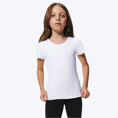 Blusa Básica Manga Curta Slim Branca Infantil Menina Hering Kids 5Cmpn0aen Branco