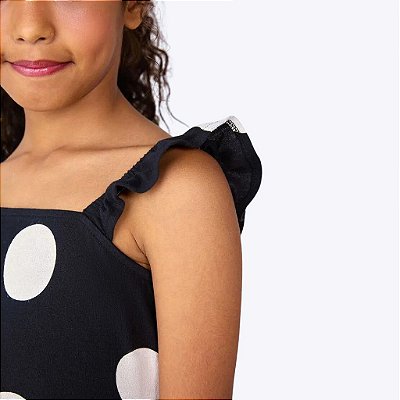 Vestido Preto Poá Infantil Menina Hering Kids 5B6l1ben