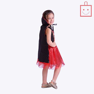 Fantasia Vampira com Paetê Infantil Menina Muvile 4261