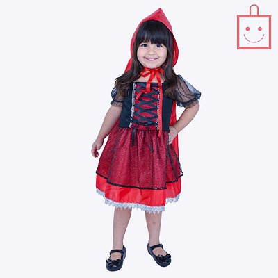 Fantasia Bruxa com Capa de Capuz Infantil Menina Muvile 9905