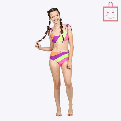 Biquíni Faixinha Colorido Juvenil Menina Moda Praia Siri Kids 39337
