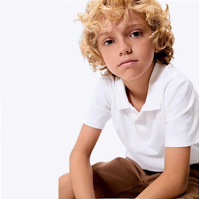 Camisa Polo Manga Curta Em Piquet Infantil Menino Hering Kids 53E6n0aen Branco