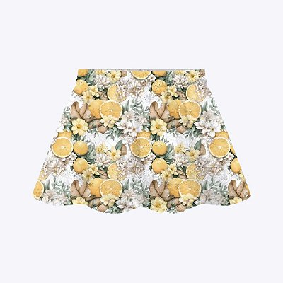 Conjunto Blusa Manga Curta Bordado Amarela e Saia Estampada Infantil Menina Milon 2000703