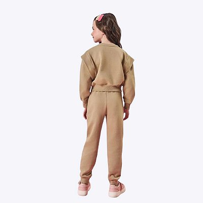 Conjunto Blusa Moletom Ursinho E Calça Jogger Infantil Menina Mundo Cinti 12417 Rosa