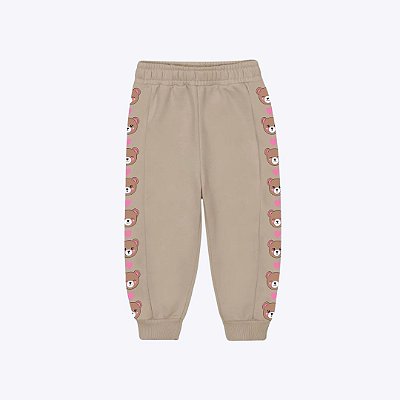 Conjunto Moletom Ursinho Happy Mood Bege Bebê Menina Mundo Cinti 10348 Bege Escuro