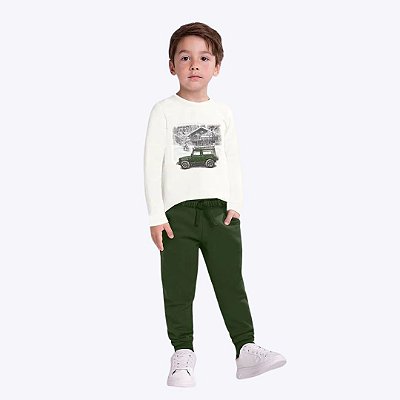 Conjunto Moletom Infantil Menino Milon 2000826 Offwhite