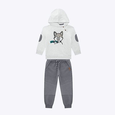 Conjunto Moletom Com Capuz Raposa E Calça Moletom Infantil Menino Milon 2000818 Mescla