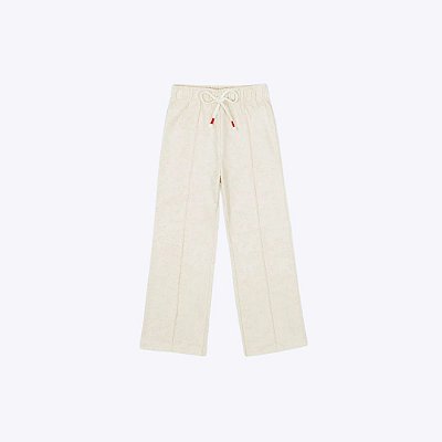 Conjunto Menina Casaco Moletom Com Capuz Coração E Calça Wide Leg Off White Infantil Menina Mundo Cinti 12374 Offwhite