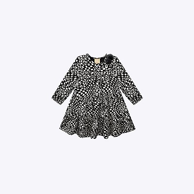 Vestido Manga Longa Estampado Infantil Menina Milon 2000783 Preto