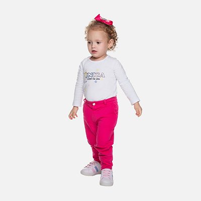 Blusa Manga Longa Branca Cotton Infantil Menina Have Fun  29411 Branco