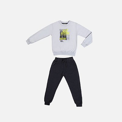 Conjunto Moletom Infantil Menino Have Fun 29458 Cinza Claro