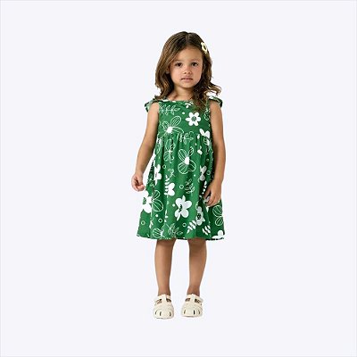 Vestido Delicado Flores Infantil Menina Kyly 1001005 Verde