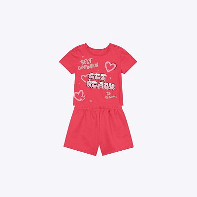 Conjunto Blusa Manga Curta e Shorts Infantil Menina Brandili 26909