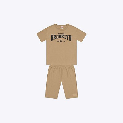 Conjunto Camiseta Manga Curta Brooklyn e Bermuda Juvenil Menino Brandili 26936