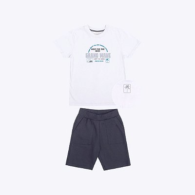 Conjunto Camiseta Manga Curta e Bermuda Moletom Infantil Masculino Have Fun 29694