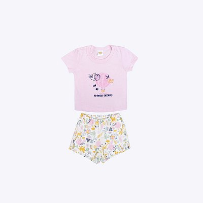 Pijama Manga Curta Rosa Infantil Feminino Have Fun 29810