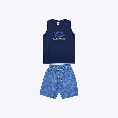 Conjunto Camiseta Regata e Bermuda Estampada Infantil Masculino Have Fun 29690