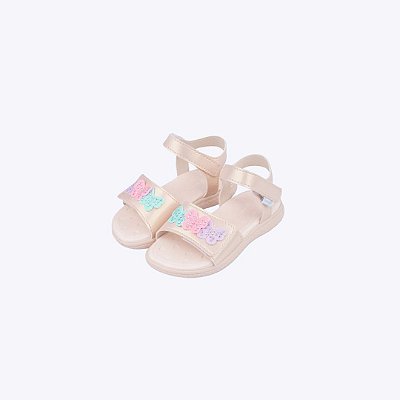 Sandália Borboletas Nude Colorida Infantil Feminina Pampili 763008000