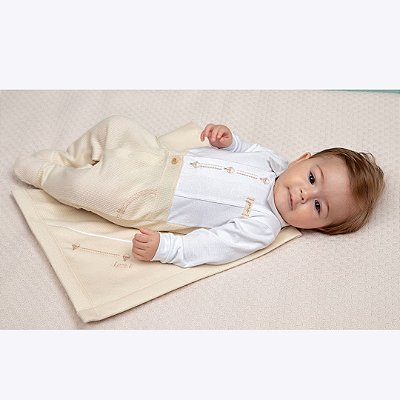 Macacão Manga Longa Bege Bebê Menino Paraiso 00118556