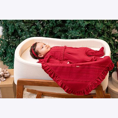 Saída Maternidade Vermelha Bebê Menina Paraiso 01918605