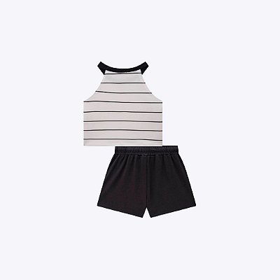 Conjunto Blusa Cropped em Cotton e Shorts em Malha Strech Juvenil Feminino Vic&Vicky  83899