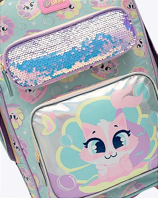 Mochila com Rodinhas Grande Paetê Gata Sereia Puket 050404233
