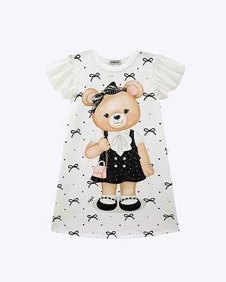 Vestido Branco Ursinha Infantil Feminino Infanti 85769