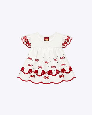 Conjunto Blusa Manga Curta e Shorts Laço Infantil Menina Kyly 1001261