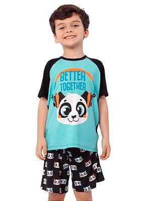 Puket Pijama Manga Curta Kids Visco Panda 030402056