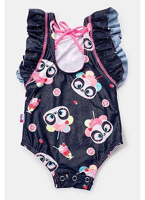Maio Infantil Feminino Puket Azul Noite / Rosa Flúor / Panda 110400717