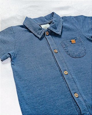 Macacão de bebê Imita Jeans Anjos Baby Super Macio e Confortavel 2131093