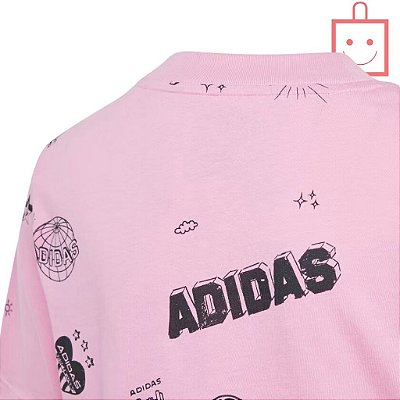 Camiseta Cropped Rosa Juvenil Menina Adidas IA1583