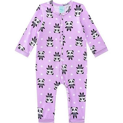Pijama Macacão Infantil Feminino Panda Manga Longa Kyly 207775