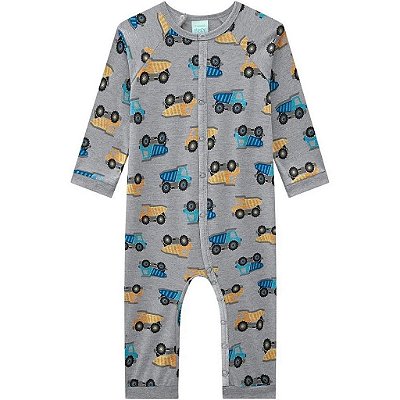 Pijama Macacão Bebe Infantil Masculino Manga Longa Marinho/Mescla 207805