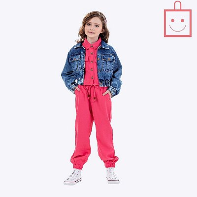 Conjunto Camisa Manga Longa e Calça Rosa Juvenil Feminino Vigat 7842