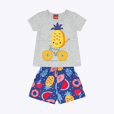 Conjunto Blusa e Shorts Abacaxi Infantil Feminino Kyly 1000207