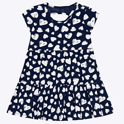 Vestido Manga Curta Estampa Coração Infantil Feminino Kyly 1000225
