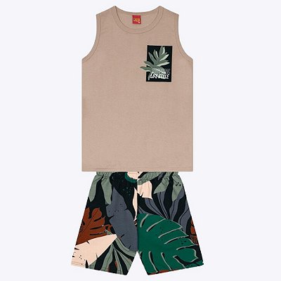 Conjunto Blusa Regata e Bermuda Estampada Life Style Infantil Masculino Kyly 1000402