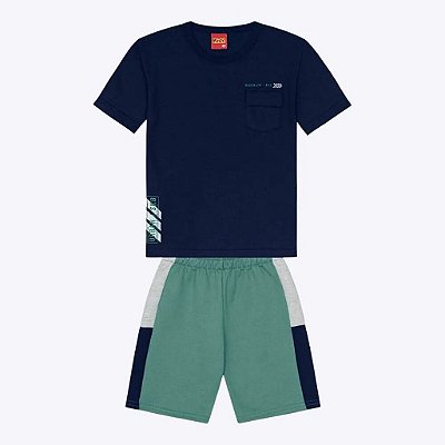 Conjunto Camiseta Manga Curta e Bermuda Moletom Infantil Masculino Kyly 1000378