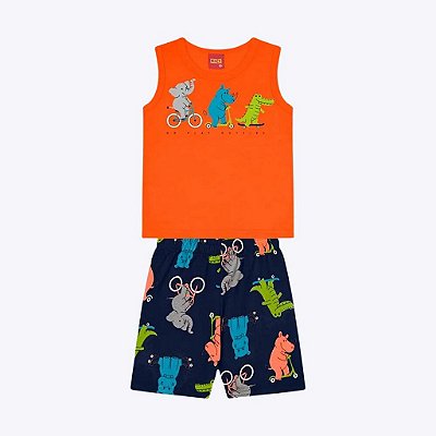 Conjunto Regata e Bermuda Estampa Animais Infantil Masculino Kyly 1000357