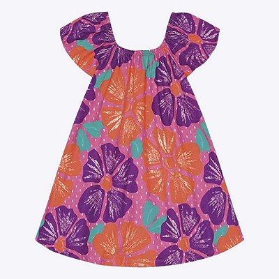 Vestido Manga Curta Floral Infantil Feminino Kyly  1000222