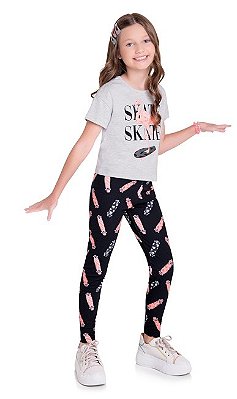 Conjunto Infantil Feminino Manga Curta Calça Legging Kyly 111528